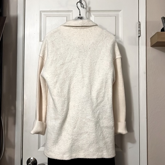 Cynthia Rowley Ivory Cream Oversized Open Wool-blend Cardigan With Knit … - Picture 3 of 9